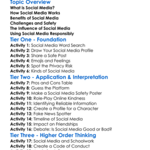 Social Media Worksheet Activity Booklet