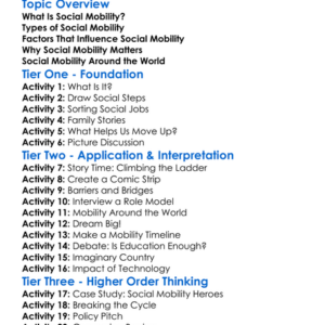 Social Mobility Worksheet Activity Booklet