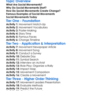 Social Movements And Change Worksheet Activity Booklet