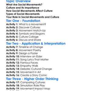 Social Movements And Culture Worksheet Activity Booklet