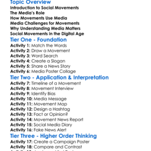 Social Movements And Media Worksheet Activity Booklet