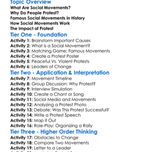 Social Movements And Protest Worksheet Activity Booklet