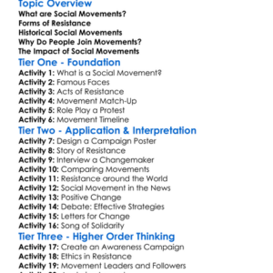 Social Movements And Resistance Worksheet Activity Booklet