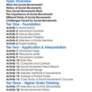 Social Movements Worksheet Activity Booklet