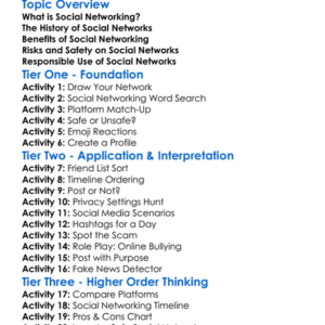 Social Networking Worksheet Activity Booklet