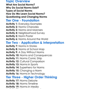 Social Norms Worksheet Activity Booklet
