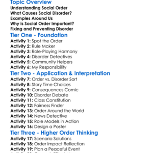 Social Order And Disorder Worksheet Activity Booklet