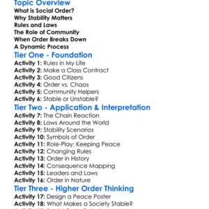 Social Order And Stability Worksheet Activity Booklet