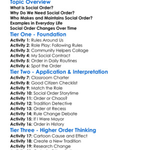 Social Order Worksheet Activity Booklet