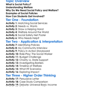 Social Policy And Welfare Worksheet Activity Booklet