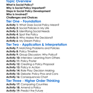 Social Policy Development Worksheet Activity Booklet