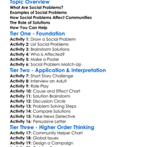 Social Problems And Solutions Worksheet Activity Booklet