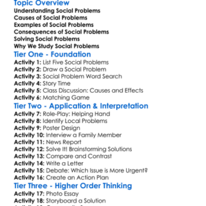 Social Problems Worksheet Activity Booklet