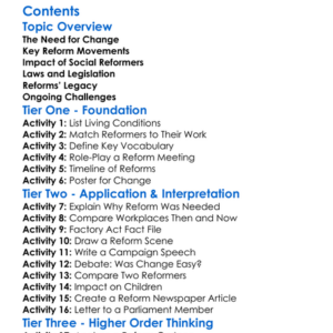 Social Reforms In 19Th-Century Britain Worksheet Activity Booklet
