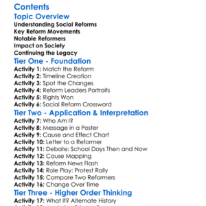 Social Reforms In The 19Th And 20Th Centuries Worksheet Activity Booklet