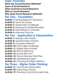 Social Research Methods Worksheet Activity Booklet