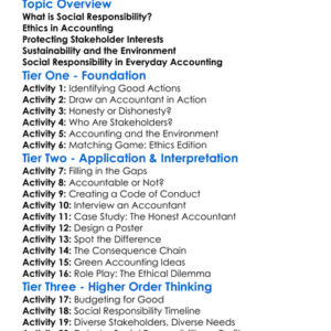 Social Responsibility In Accounting Worksheet Activity Booklet