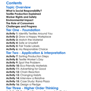 Social Responsibility In Textile Production Worksheet Activity Booklet