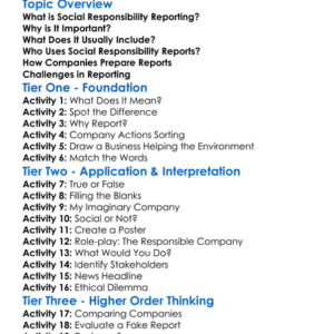 Social Responsibility Reporting Worksheet Activity Booklet