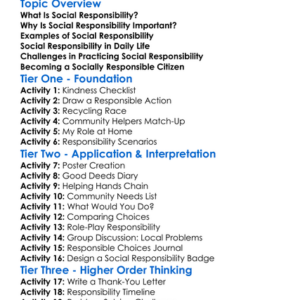Social Responsibility Worksheet Activity Booklet