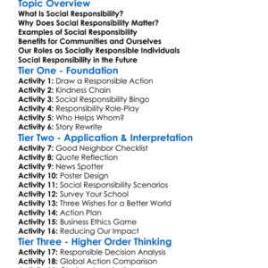 Social Responsibility Worksheet Activity Booklet