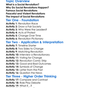 Social Revolutions Worksheet Activity Booklet