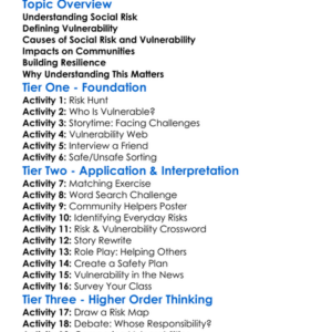 Social Risk And Vulnerability Worksheet Activity Booklet