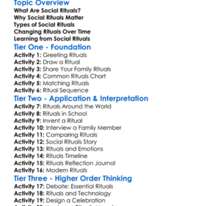 Social Rituals Worksheet Activity Booklet