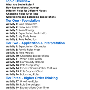 Social Roles And Expectations Worksheet Activity Booklet