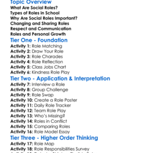 Social Roles In School Worksheet Activity Booklet
