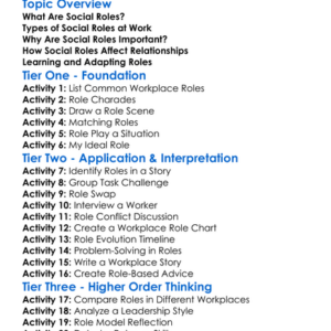 Social Roles In The Workplace Worksheet Activity Booklet