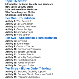 Social Security And Medicare Worksheet Activity Booklet