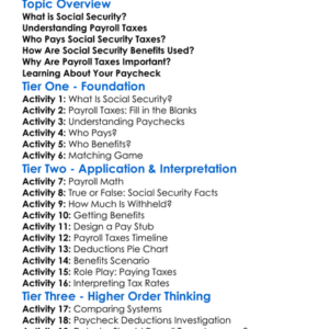 Social Security And Payroll Taxes Worksheet Activity Booklet