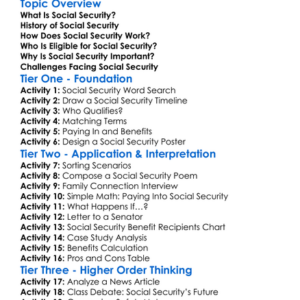 Social Security Basics Worksheet Activity Booklet