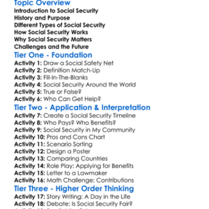 Social Security Systems Worksheet Activity Booklet