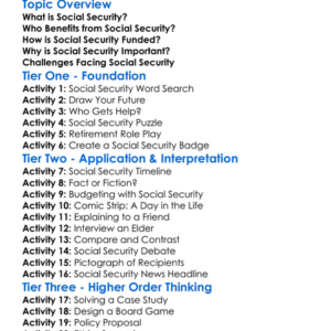 Social Security Worksheet Activity Booklet
