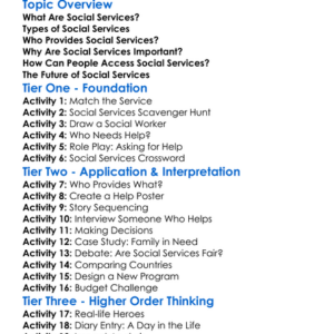 Social Services Worksheet Activity Booklet