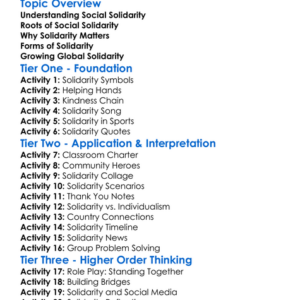 Social Solidarity Worksheet Activity Booklet