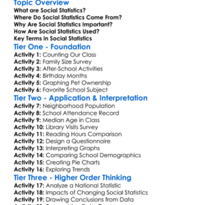 Social Statistics Worksheet Activity Booklet