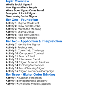 Social Stigma Worksheet Activity Booklet