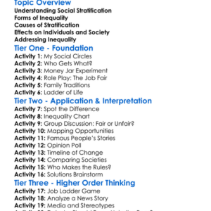 Social Stratification And Inequality Worksheet Activity Booklet