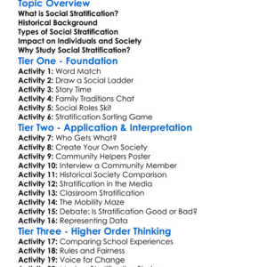 Social Stratification Worksheet Activity Booklet