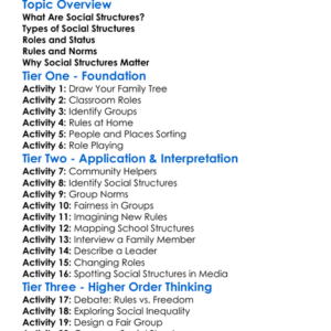 Social Structures Worksheet Activity Booklet