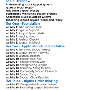Social Support Systems Worksheet Activity Booklet