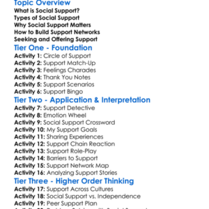 Social Support Worksheet Activity Booklet