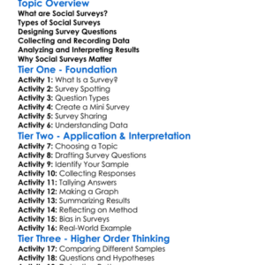 Social Surveys Worksheet Activity Booklet