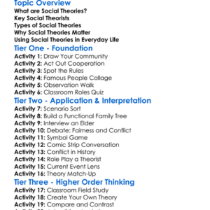 Social Theories Worksheet Activity Booklet