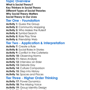 Social Theory Worksheet Activity Booklet