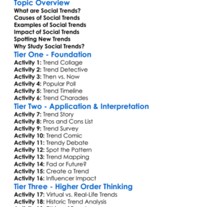 Social Trends Worksheet Activity Booklet
