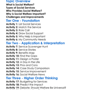 Social Welfare And Services Worksheet Activity Booklet